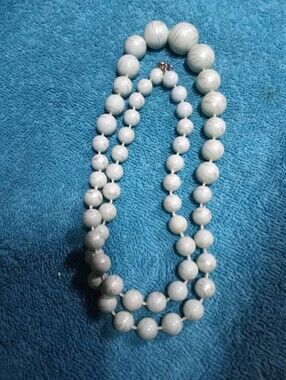 Classic Light Mint Green And Silver  Beaded Long Necklace